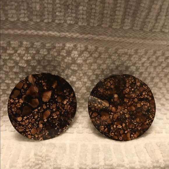 Vintage 80's Enamel Tie-Dyed Wavy Earrings Retro - Picture 2 of 7